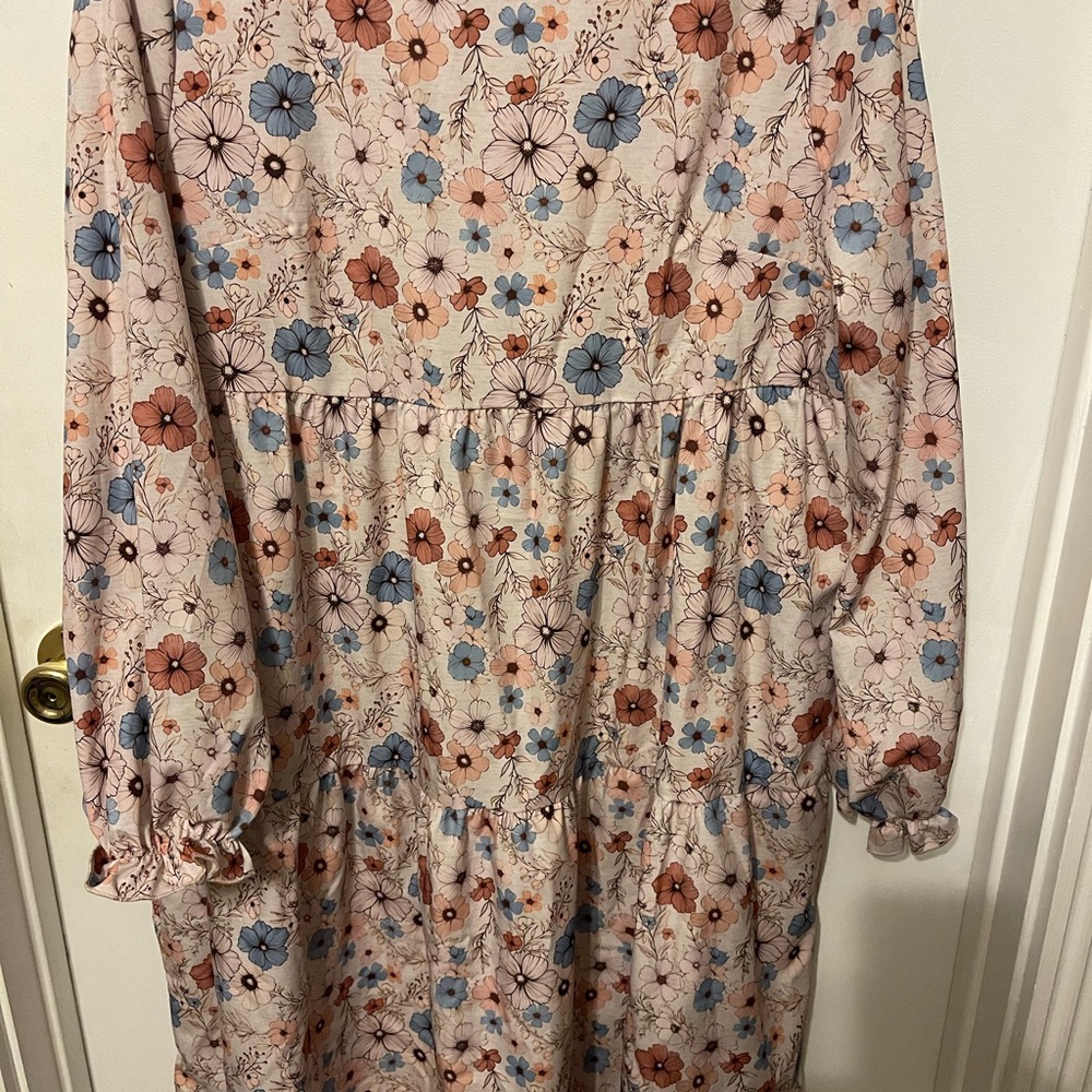 SHEIN Floral Print Dress - Blue and Orange